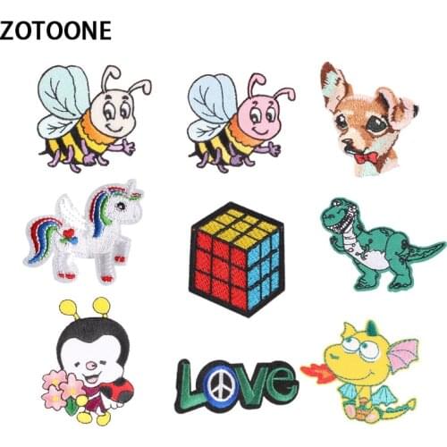 ZOTOONE Unicorn Letter Patches Kids Cheap Cute Embroidered Patches Food Iron on Cartoon Patches for Clothing DIY Appliques E