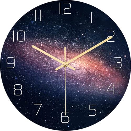 Starry Sky Wall Clock, Outer Space Milky Way Wall Clock Living Room Decoration Acrylic Clock, Silent Movement, Battery Operated