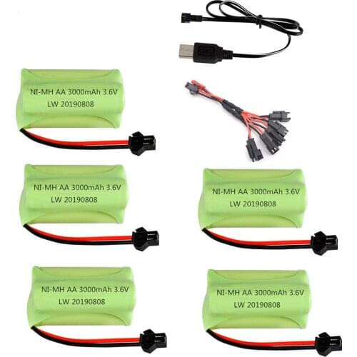 3.6V 3000mAh Ni-MH Battery AA 3.6v Rechargeable Battery Pack and 3.6v Charger For Rc toy Car Tank Train Robot Boat Gun Parts