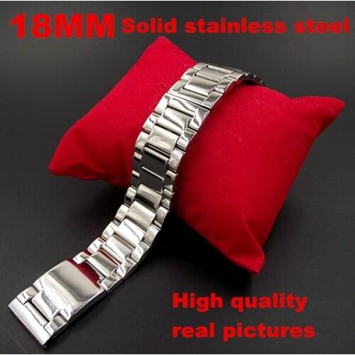 New arrived - 1PCS High quality 18MM Solid Stainless Steel links Watch band Watch strap silver color - 110501