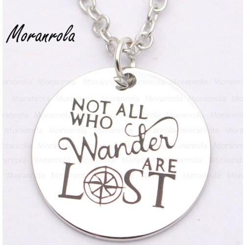 New arried "Not All Who Wander Are Lost "Jewelry copper Necklace & Keychain Compass charm Graduation Gift inspirational Jewelry