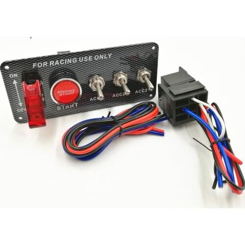 Racing Car 12V Ignition Switch Panel Engine Start Push Button LED Toggle(6.5)