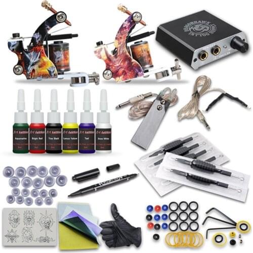 Professional Tattoo Machine Power Supply Pedal Wire Pigment Cup Handle Pen Kit