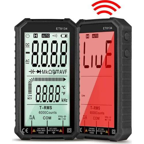 ET8134 Professional Digital Multimeter Tester Voltmeter Ammeter AC DC Voltage Indicator HD LCD Display with Flashlight
