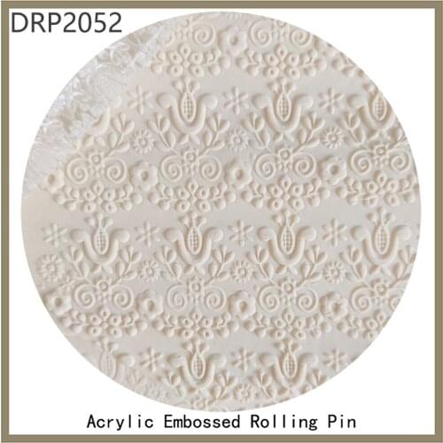 Textured Embossed Rolling Pin,Transparent Fondant Pastry Cupcake Sugar Roller DIY Craft Gift Decoration Tool