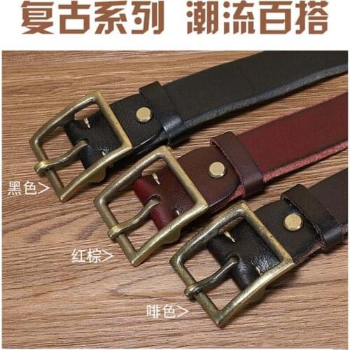 Personalized Fashion Widened Thickened Pure Copper Pin Buckle Belt Retro Trend Korean Youth Jeans Belt