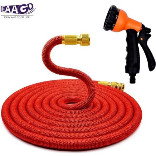 Garden Hose - Expandable Water Hose with Double Latex Core,Solid Brass Fittings- with Metal 8 Function Spray Nozzle by