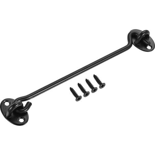 Uxcell 8" Cabin Hook Eye Latch Gate Door Window Stainless Steel with Screws Black