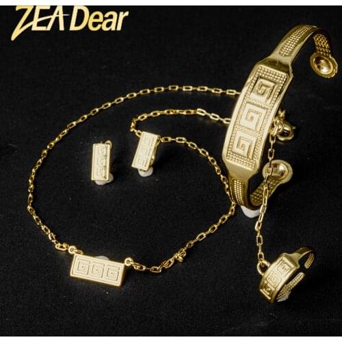 ZEADear Jewelry Child Sets Earrings Necklace Bangle Ring Small Size For Child Baby Girl Cute Daily Wear Gift