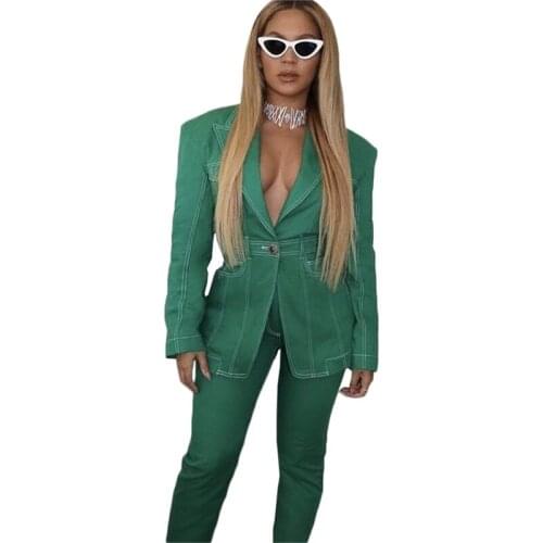 2 Pieces Custom Made Women Suits Sexy V Neck Modern Coat+Pant Fashion Formal One Button Party Suits For Women Cheap