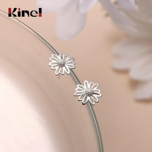 Kinel New Fashion Brand Jewelry Elegant Flower 925 Sterling Silver Stud for Women Gift Simple Style Daisy Statement Earrings