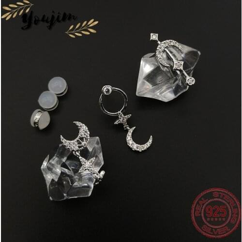 New style zircon star and moon earrings women luxury fashion Monaco exquisite 925 silver jewelry gift