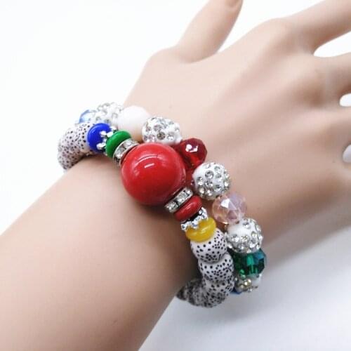 Crystal Bead Ethnic Girl Yellow Red Blue Rhinestone New Hot Fashion Beaded Bracelets Women Vintage Bangle Female Wedding Jewelry