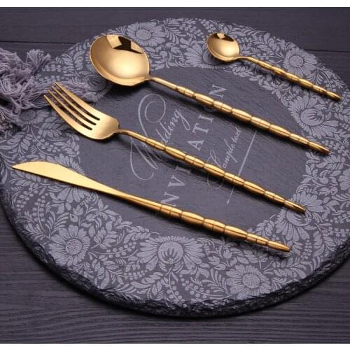 Gold 304 Stainless Steel Knife and Forks Western Tableware Steak Knife and Fork Spoon tao zhuang jing Light Knife and Fork Full