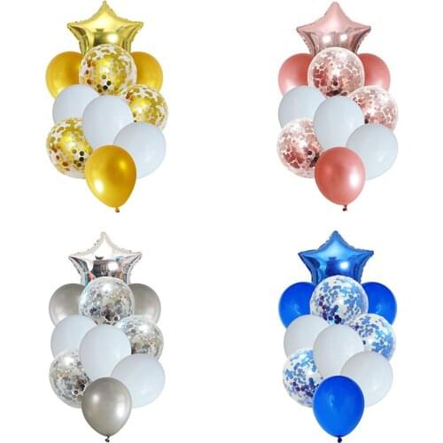 10pcs/set Gold Silver Balloons Helium Confetti Latex Mixed Foil Baby Shower Balloon Wedding Birthday Party Decorations Supplies