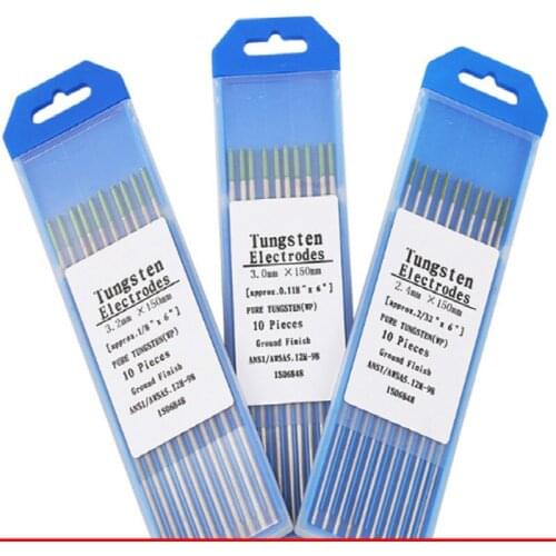 10 Piece Green Color 1.0/1.6/2.0/2.4/3.0/3.2/4.0mm*150mm Pure Tungsten Electrode Head Tungsten Needle/Rod For Welding Machi