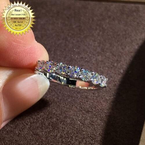 100% 18K Gold 0.7 ct Moissanite Diamond Ring D color VVS With national certificate 030