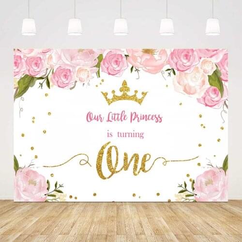 1st birthday backdrop gold glitter photo background pink floral background for photo rose flowers backdrops first brithday party