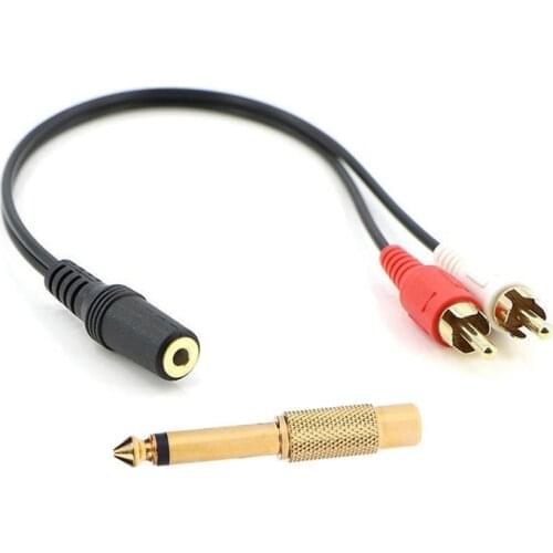 2-RCA Male to Female 3.5mm Jack Aux o Cable & Gold 6.35mm 1/4in Mono Male Jack to RCA Female Plug o Adapter