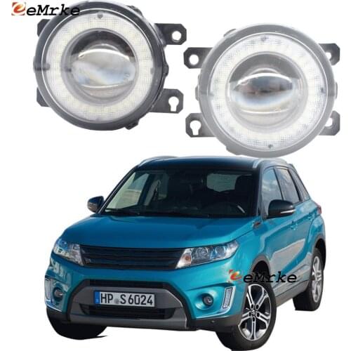 2 Pieces Car LED Lens Fog Lights Assembly Angel Eye DRL Daytime Runinng Light for Suzuki Vitara 2015 2016 2017 2018 2019 2020