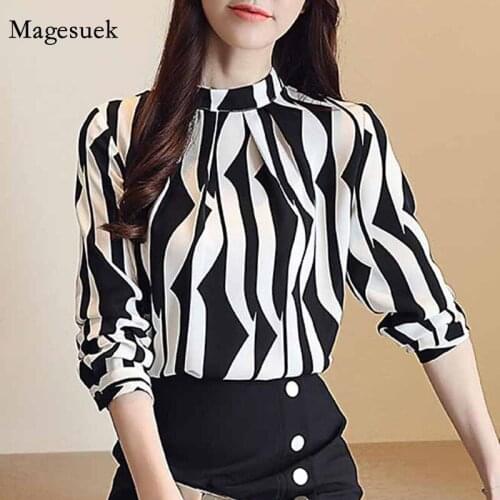 2020 Striped Fashion Office Work Wear Womens Tops and Blouses Woman Blouse Long Sleeve Chiffon Blouse Shirt Women Shirts 0941 60