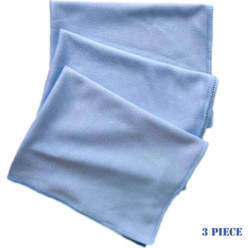 3PCS Car Microfiber Glass Cleaning Towel Stainless Steel Polishing Cloth Window Windshield Blue Microfiber Glass Cleaning Cloth