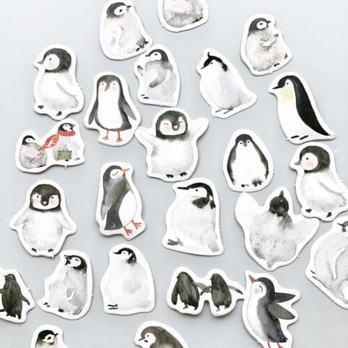 45pcs /lot Penguin Family DIY Decorative Sealing Paste Stick Label Hand Account Decor Stickers