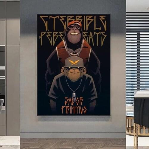 Abstract Hip-Hop Monkey Brother Funny Animal Canvas Painting Modern Posters and Prints Wall Art Pictures for Living Room Decor