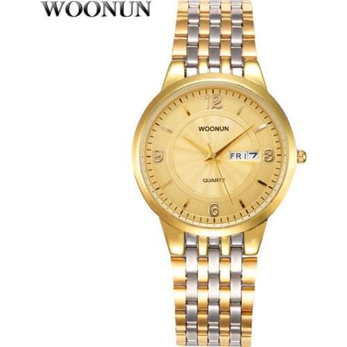 Luxury Business Watch Men Gold Watches Stainless Steel Date Day Quartz Wristwatches Ultra Thin Mens Watches Clock Reloj Hombre