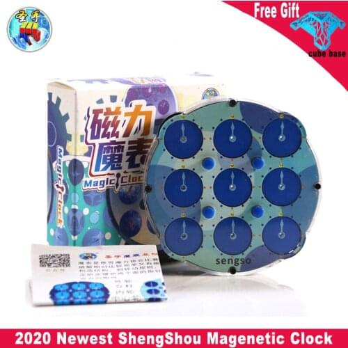 Shengshou Clock Magnetic Puzzle blue Magnetic Clock Cube Transparent SengSo Magnetic Clock Intelligence Gear Childrens Toys