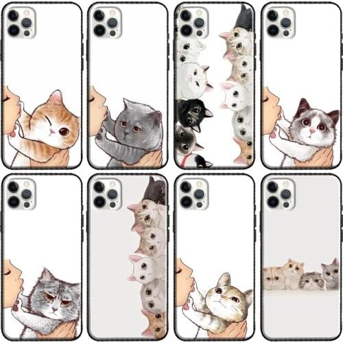 Kiss lovely Cats Phone Case For Apple iPhone 11 Pro Max 12 mini X XR XS Max 8 7 Plus SE 2020 Cover Shell