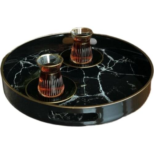 Black Marble White Cracking Pattern Tea Tray поднос الشاي الصواني поднос для декора plateau de service מגש עץ marble tray platte
