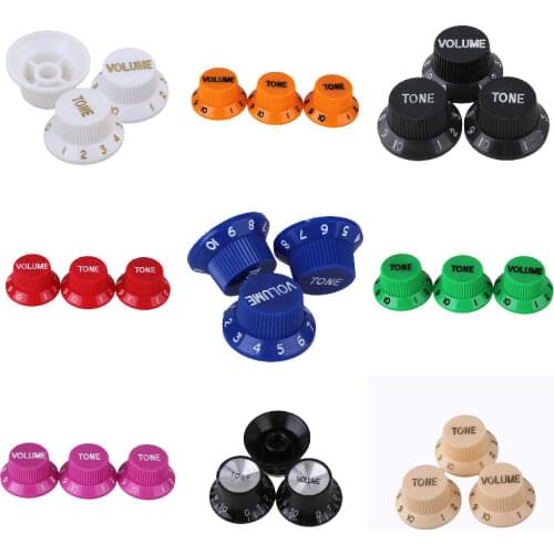 Black Plastic 1-Volume 2-Tone Control Knob For Electric Guitar Pickup