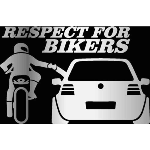DecalsMe 13X20CM Respect for Bikers Reflective Car Stickers 3D Motorcycle Sticker Auto Decal Funny JDM Vinyl On Car Styling