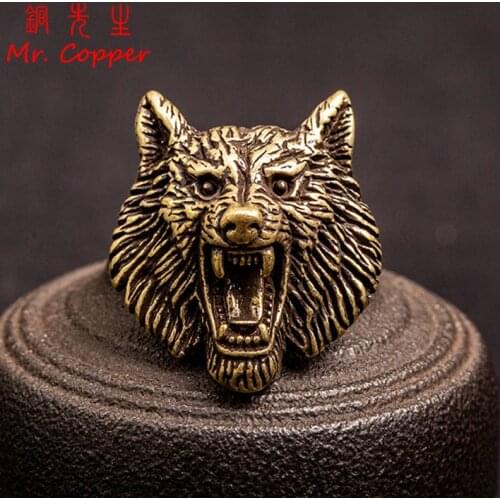 Pure Brass Wolf Head Decorative Buckle Retro Fashion Wallet Rivet Button DIY Leather Bag Backpack Belt Screw Buckles Accessories