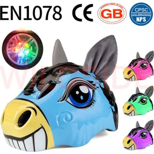 Cartoon Kids Bicycle Helmet LED Light MTB Road Mountain Bike Helmet Childrens Outoor Sport Safty Helmet Cycling Helm