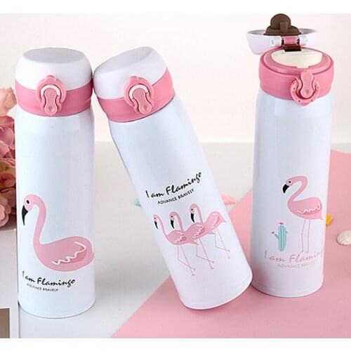 20pcs/lot Flamingo Travel Mugs Coffee Tea Vacuum Insulated Thermal Cup Bottle Drink Bottle Thermo cup Car Thermos