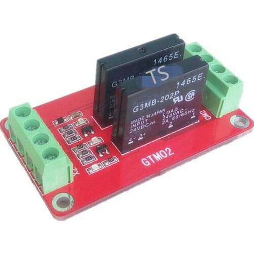 GTM02 2 channel solid state relay module expansion board high level trigger with fuse 5V/12V/24V