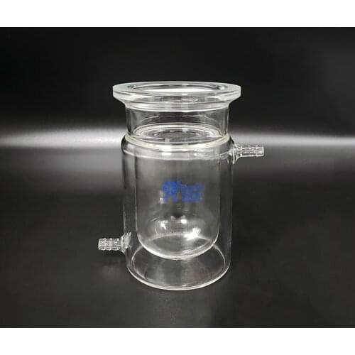 Double-layer cylindrical open reactor bottle,Inner round bottom,Outer flat bottom,250ml,100mm flange,Reaction flask