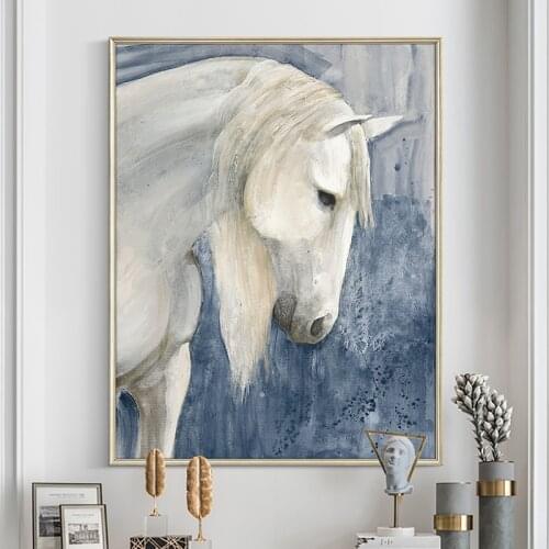 EECAMAIL Simple Decorative Hanging Painting Entrance White Horse Diamond Art Painting Full Diamond Embroidery No Frame