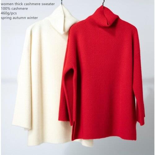 Naizaiga 100% cashmere Pullover womens pure cashmere sweater high neck loose long sleeve bottoming sweater , YLM111