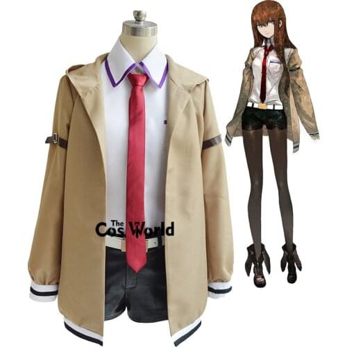 Steins Gate Makise Kurisu Coat Shirt Shorts Outfits Anime Customize Cosplay Costumes