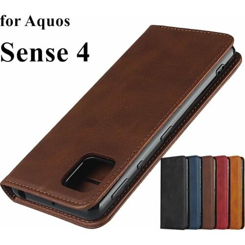 Leather case for SHARP AQUOS Sense 4 Sense4 Flip case card holder Holster Magnetic attraction Cover Case Wallet Case
