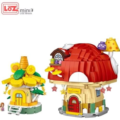 LOZ MINI Blocks Mushroom Sunflower House Kids Building Toys Gril Puzzle 4103 4104 no box