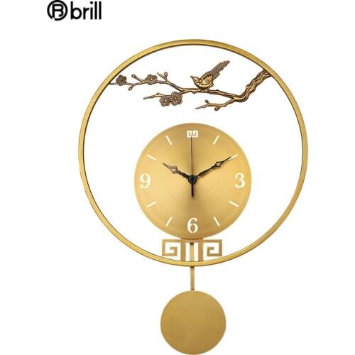 Metal Chinese Wall Clock Luxury Slient Pendulum Creative Wall Clock Living Room Wall Watches Home Decor Pendule Murale Reloj