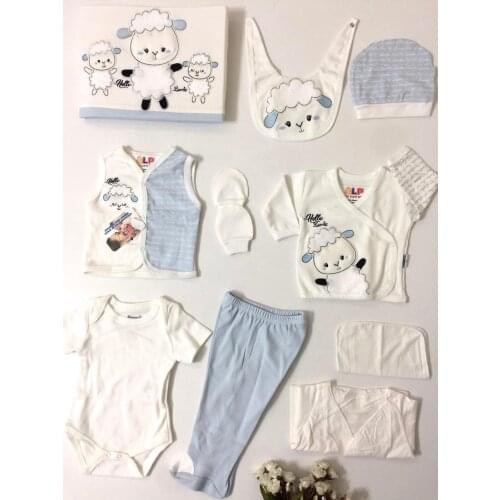 Male Baby Hospital Output Set Blue 10 Piece Soft 100% Cotton Baby Gift Layette Hospital Outfit Baby Set 0-3 9,9-12months baby Set