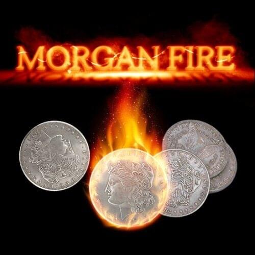 Morgan Fire Set (1 Fire Coin + 3 Morgan Coins + 1 Morgan Shell) Coin Accessories Illusion Magician, Magic Tricks Gimmick