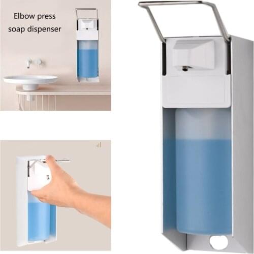 Wall-mounted Disinfectant Elbow Pressure Manual Soap Dispenser Drip Type 500ml/1000ml Press Pump for Kitchen Bathroom