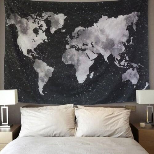 Lannidaa Abstract 3D Printing Black World Map Tapestry Wall Hanging Home Decor For Dorm Room BedLinen Tapestry Cloth Wall Carpet