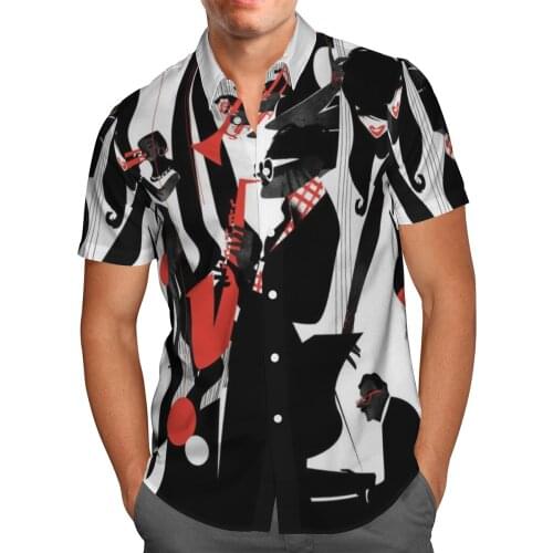 2021 New 3D Printing Jazz Hawaii Hiphop Shirts Men Summer Short-sleeved Beach Shirt Men Shirts Oversize Camisa Masculina 5XL J23